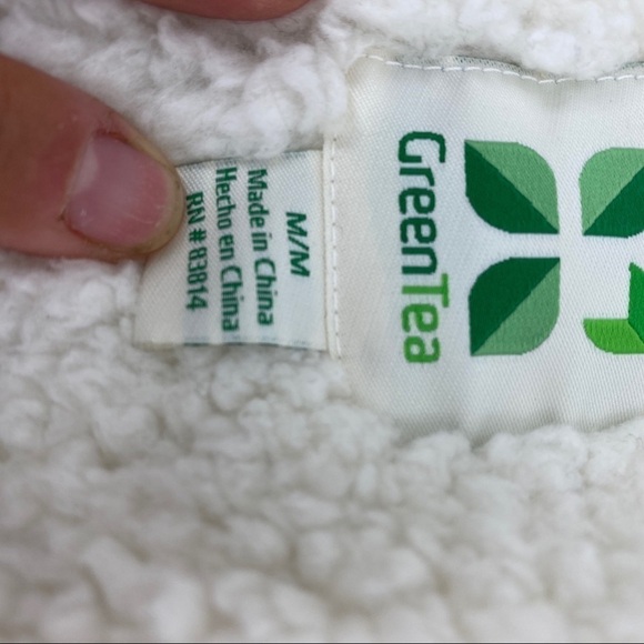 Green Tea open front Sherpa cardigan M nwot - Picture 4 of 7